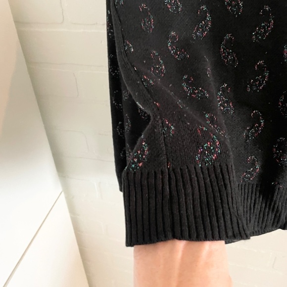 Revolve x Obey Knit Sweater Wasteland Paisley Rainbow Shimmery Cotton Black Sz M - Picture 8 of 15